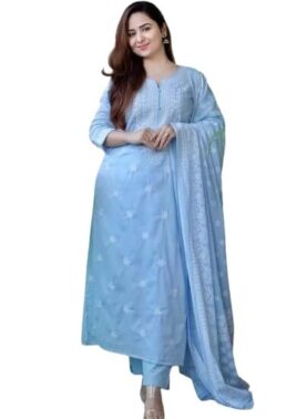 Aarika Women’s Floral Embroidered Straight Kurta Set with Pants