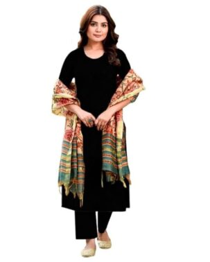 AureliaX Women’s Black & Green Solid Kurta Set – Rayon Viscose Stylish Wear