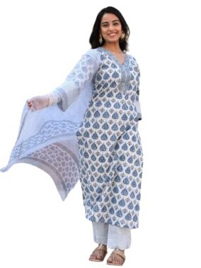 IndiWeave Women’s Cotton Blend Kurta Set