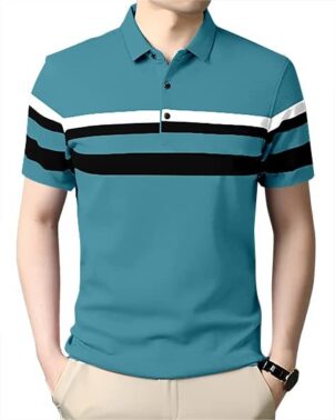 Velmora Men’s Teal Polo T-Shirt – Regular Fit Casual Wear