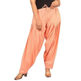 Nayra Styles Women’s Peach Printed Cotton Patiala Salwar – Semi Patiala Daily Wear
