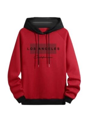 StyleCraft Men’s Printed Regular Fit Hoodie – Red/Black