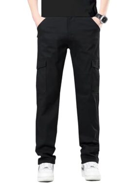 UrbanDrip Men’s Black Cargo Pants – Cotton 6 Pocket Utility Wear