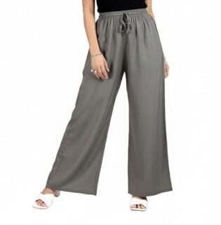 Velmora Women’s Grey Rayon Palazzo Pants – Regular Fit Comfort Wear