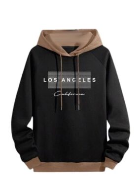 StyleCraft Men’s Printed Regular Fit Hoodie – Black/Khaki