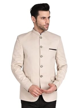 TAHVO Men's Single Breasted Linen Slim Fit Blazer for Occasion, Weddings, Party Beige