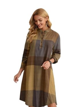Brown Western Midi Dress – Trendy Fashion Style