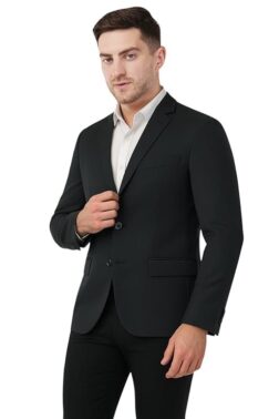 SaintX Men's Formal Blazer | Fully Lined | Slim Fit | Professional Jacket | Premium Business Formal Suit | Office | Wedding | All Purpose Cosmic Black