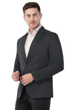 SaintX Men's Formal Blazer | Fully Lined | Slim Fit | Professional Jacket | Premium Business Formal Suit | Office | Wedding | All Purpose Obsidian Charcoal