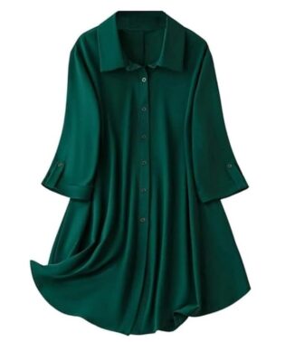 LuxeAura Women’s Roll-Tab Sleeve Rayon Shirt Dress – Casual Chic Outfit