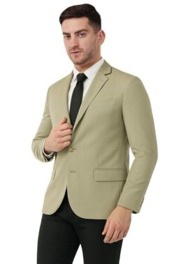 SaintX Men's Formal Blazer | Fully Lined | Slim Fit | Professional Jacket | Premium Business Formal Suit | Office | Wedding | All Purpose Desert Khaki