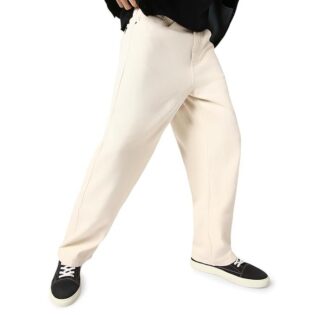 UrbanDrip Men’s Off White Baggy Fit Washed Jeans – Mid Rise Non-Stretch Premium Denim