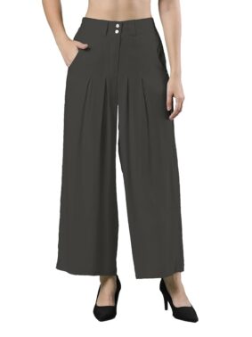LuxeAura Women’s Black Flared Palazzo Pants – Rayon Fabric, High Rise Casual Wear
