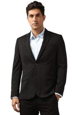 Peter England Men's Neo Slim Knit Textured Blazer Black