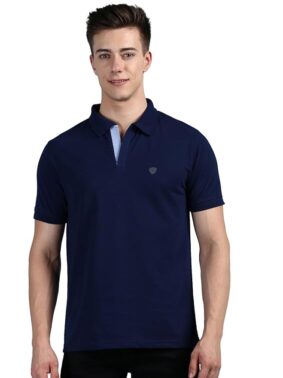 Velmora Men’s Navy Blue Cotton Polo T-Shirt – Regular Fit Premium Style