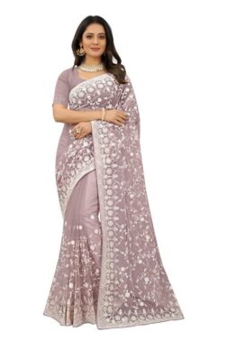 Lavender Zari Resham Saree – Designer Wedding Wear