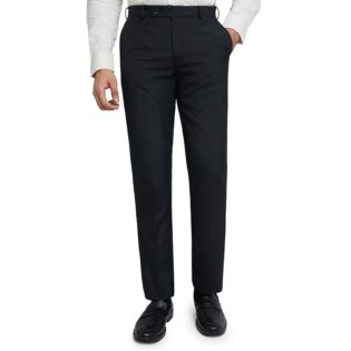 Velmora Men’s Black Checkered Formal Trousers – Regular Fit Polyester Blend Office Wear