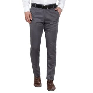 Velmora Men’s Grey Regular Fit Polycotton Trousers – Casual & Formal Wear
