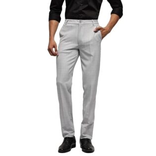 Velmora Men’s White Slim Fit Stretch Formal Trousers – Wrinkle Free Office Wear