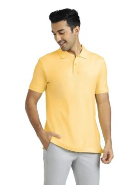 Velmora Men’s Yellow Cotton Polo T-Shirt – Relaxed Fit Casual Wear
