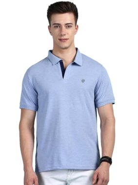Velmora Men’s Sky Blue Cotton Polo T-Shirt – Regular Fit Summer Wear