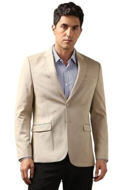 Peter England Men's Neo Slim Knit Textured Beige