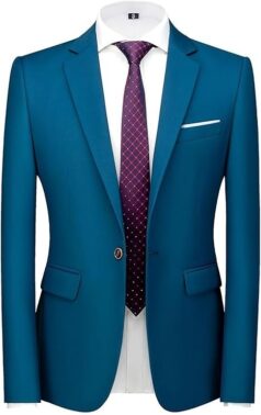 Men's Stylish Party Casual Formal WEAR Single Breasted Blazer Dark Blue