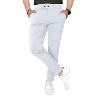 Velmora Men’s Off White Slim Fit Stretch Trousers – Office Wear