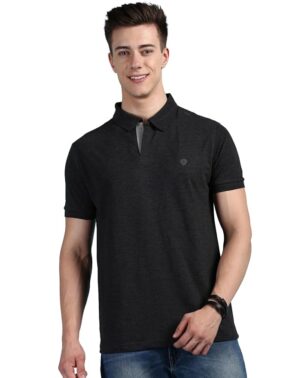 Velmora Men’s Black Cotton Polo T-Shirt – Regular Fit Classic Casual