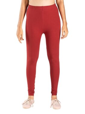 IndiBloom Women’s Stretchable Churidar Leggings – Slim Fit, Cotton Blend, Daily Ethnic Wear Red