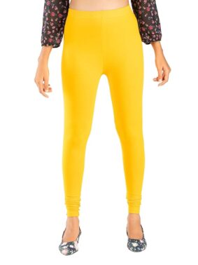 IndiBloom Women’s Stretchable Churidar Leggings – Slim Fit, Cotton Blend, Daily Ethnic Wear Yellow