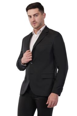 SaintX Men's Formal Blazer | Fully Lined | Slim Fit | Professional Jacket | Premium Business Formal Suit | Office | Wedding | All Purpose Jet Black