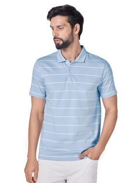 UrbanDrip Men’s Blue Striped Cotton T-Shirt – Casual Everyday Wear