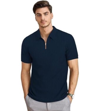 EcomX Men’s Navy Blue Chain Collar Polo T-Shirt – Smart Casual Wear