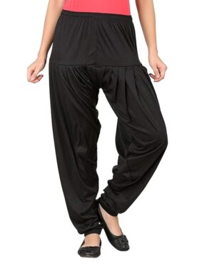 LuxeAura Women’s Black Viscose Dhoti Salwar – Elastic Waist, Adjustable Fit, Casual Ethnic Style