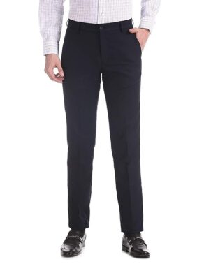 Velmora Men’s Blue Slim Fit Formal Trousers – Premium Office Wear