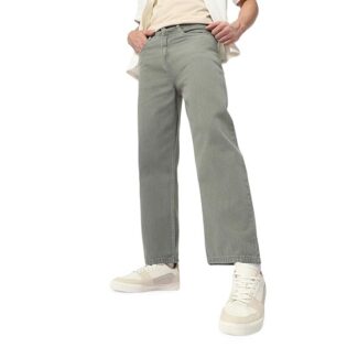 EcomX Men’s Olive Green Loose Fit Jeans – Mid Rise Casual Denim