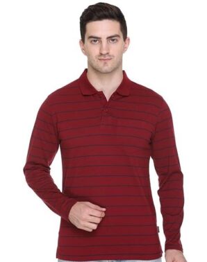 Velmora Men’s Maroon Cotton Polo T-Shirt – Regular Fit Casual Wear with Pocket