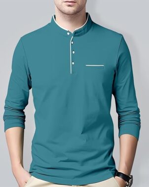UrbanDrip Men’s Teal Full Sleeve T-Shirt – Cotton Blend Casual Wear
