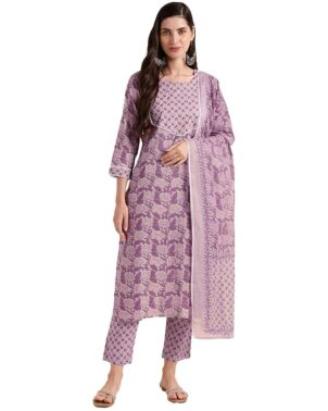 EthniQ Women’s Poly Cotton Kalidar Kurta Palazzo Set