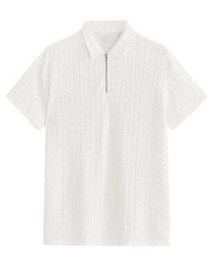 EcomX Men’s White Chain Collar Polo T-Shirt – Clean Minimal Casual Wear