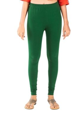 IndiBloom Women’s Stretchable Churidar Leggings – Slim Fit, Cotton Blend, Daily Ethnic Wear Green