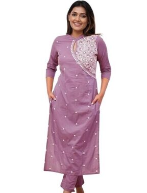 Zariya Women’s Embroidered Straight Kurta Pant Set with Dupatta