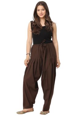 IndiBloom Women’s Brown Cotton Semi Patiala Salwar – Free Size Comfort Wear