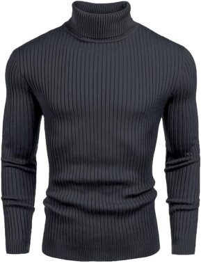 FlexWear Men’s Charcoal High Neck Cotton T-Shirt – Premium Daily Wear