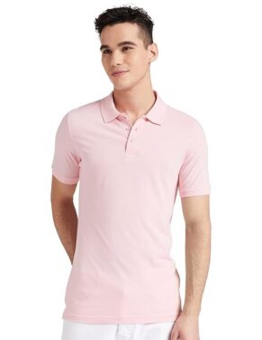 Velmora Men’s Pink Cotton Polo T-Shirt – Regular Fit Stylish Wear