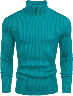 FlexWear Men’s Teal High Neck Cotton T-Shirt – Stylish Casual Look