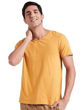 UrbanDrip Men’s Black V-Neck T-Shirt – Regular Fit Casual Wear