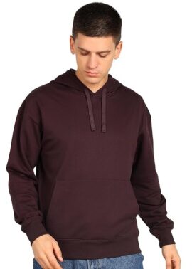UrbanEdge Men’s Solid Oversized Hoodie – Burgundy