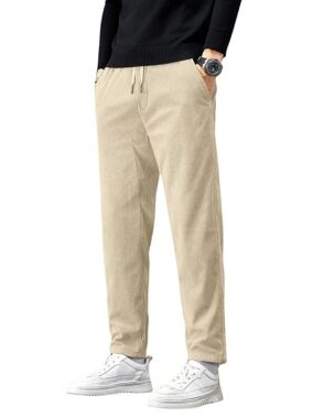 UrbanDrip Men’s Beige Corduroy Pants – Relaxed Fit Casual Wear